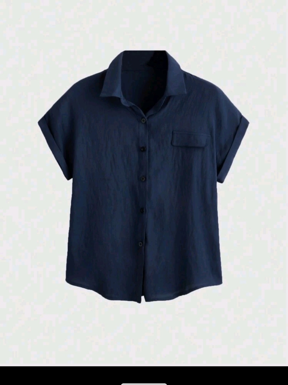 NWOT Women's Short-Sleeve Button-Front Shirt - Navy